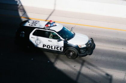 a police car parked on the side of the road